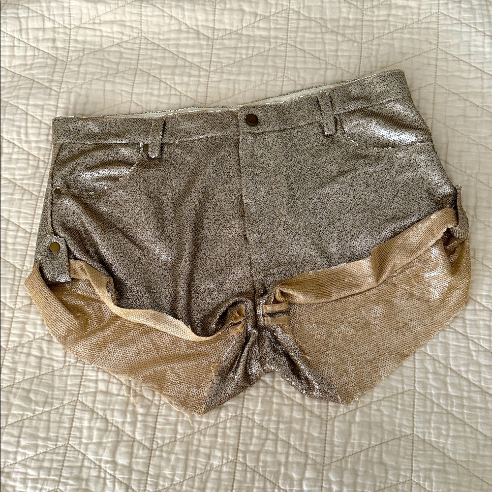 Spell Bond Girl Gold Sequin Shorts Large